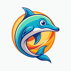 Colorful Dolphin with Dynamic Shapes vector illustration