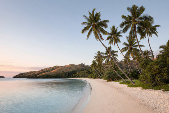 serene beach scene in fiji with soft white sand and crystalclear turquoise waters