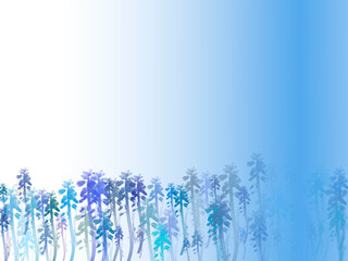 Blue pastel floral pattern of bluebell flowers on blue background