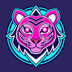 Obraz premium Futuristic Tiger with Neon Accents vector illustration