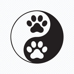 Fototapeta premium Black and White Pet Paw Logo Icon Illustration