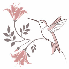 Fototapeta premium Soft Pastel Colored Minimalistic Hummingbird vector illustration
