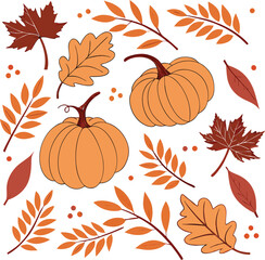 Seamless Autumn Leaves Pattern Design. Colorful Autumn Leaves Repeat Pattern. Fall Season Leaves Pattern Illustration. Hand Drawn Autumn Leaves Pattern. Autumn Foliage Seamless Pattern Art