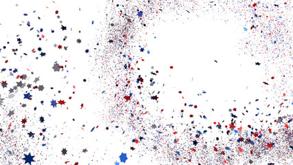 confetti - USA banner mockup with confetti confetti in American national colors. USA Presidents Day, American Labor day, Memorial Day, US election concept.