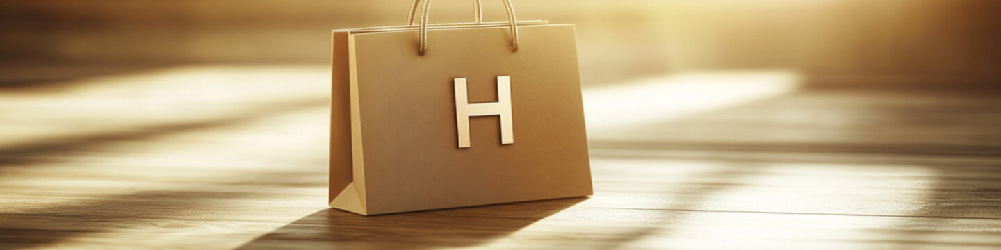 Stylish 3D H logo design on eco-friendly shopping bag in daylight
