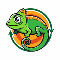 Fototapeta premium Chameleon changing colors effect vector illustration