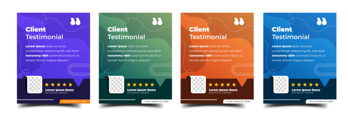 Client review, testimonial, and quote social media post template design collection