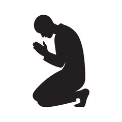 Man Kneeling Silently In Prayer Silhouette
