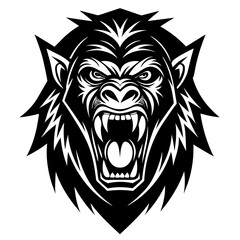 Fototapeta premium Intense brutal gorilla head sketch vector illustration