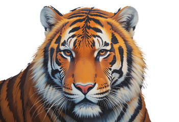 Portrait of a tiger in vivid oil paint with bold strokes and dramatic shadows.
