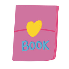 Cute Pink Book Illustration with Heart Design for Children's Literature