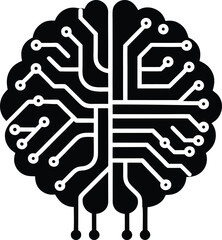 AI brain circuit Vector illustration brain shaped like a processor with circuit veins