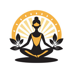 Peaceful Woman In Yoga Position Silhouette