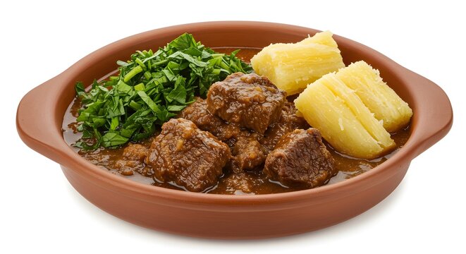 Rabada with agri&atilde;o and cassava in brown bowl