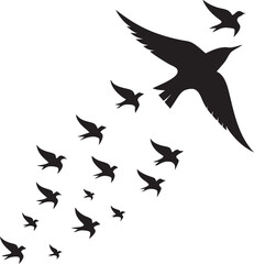 Birds Flying In V Formation Silhouette