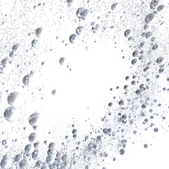 Abstract image of silver bubbles on white background. Perfect for cosmetics, beauty, and spa.