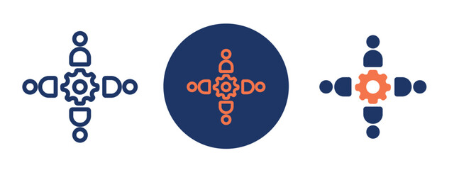Set of 5 pixel perfect colored Company culture icon with 1 unexpanded, 1 silhouette, Symbolic icon representing values and environment in a workplace.
