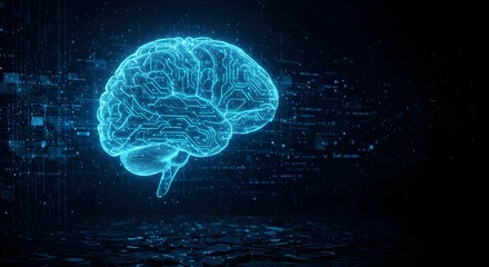 Blue medical X-ray of a human brain, resembling a luminous jellyfish, illustrating the intricate anatomy and intelligence within