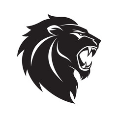 Powerful Lion Head Roaring Silhouette