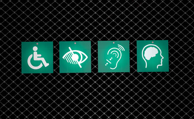 Disabled, Disability Signs, Icons are Visual Presentation. 