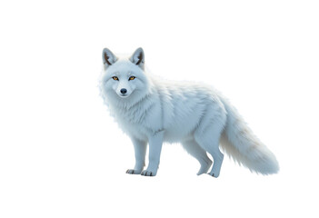 Arctic fox standing in the snow, cool oil textures in icy blue and white shades.
