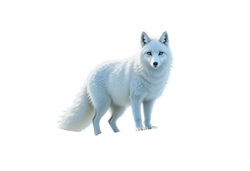 Arctic fox standing in the snow, cool oil textures in icy blue and white shades.
