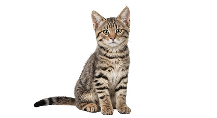 Obraz premium Adorable Tabby Kitten Sitting on Transparent Background