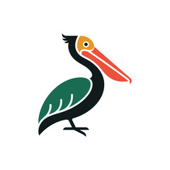 Pelican Silhouette: A stylized illustration of a pelican, captured with a focus on vibrant color and geometric shapes, conveying a sense of minimalist elegance and natural beauty.