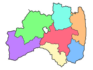 少しゆるい福島県地図 地域色分け 東北 東日本