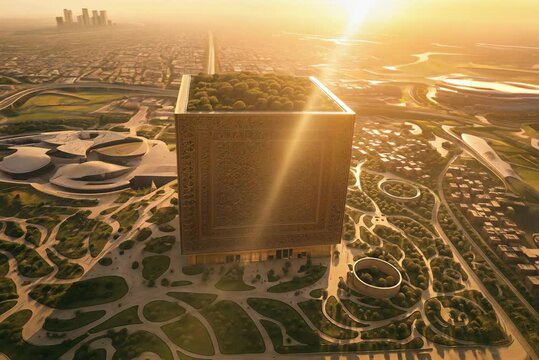 3D render view of the Mukaab mega architectural project in Riyadh - Saudi Arabia
