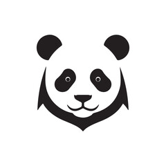 Simple Panda Face Icon: Minimalist Black and White Design