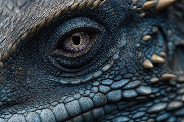 Naklejka premium Mystic Dragon Eye: An Enchanting Close-Up of Scales and Iridescence