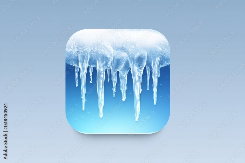 Poster Frozen App Icon Design Featuring Icicles and a Soft Gradient Background