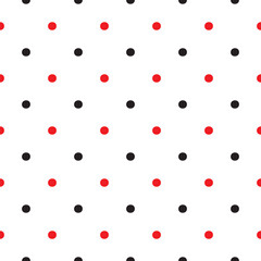 Red and Black Polka Dots on White Background