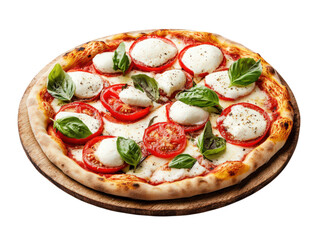 Delicious Italian pizza with fresh tomatoes, mozzarella, and basil.