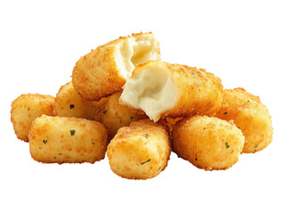 Golden Cheese Bites: A close-up, appetizing capture of golden-brown cheese bites, revealing a gooey, cheesy center, perfect for satisfying cravings.
