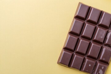 Fototapeta premium Chocolate bar on yellow textured background