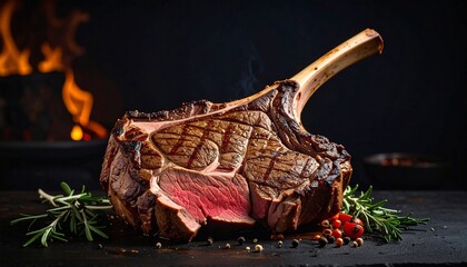 Tomahawk Steak_A dramatic, bone-in ribeye with a long rib bone