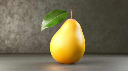 Yellow and green pear, a delicious, ripe, and healthy single fruit on a black background