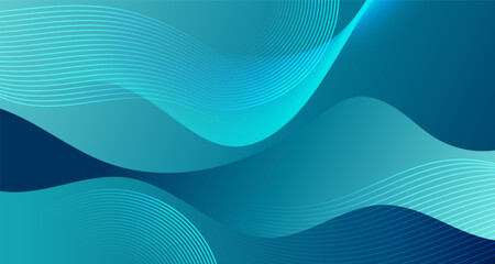 Abstract gradient background with flowing blue waves and curved line elements
