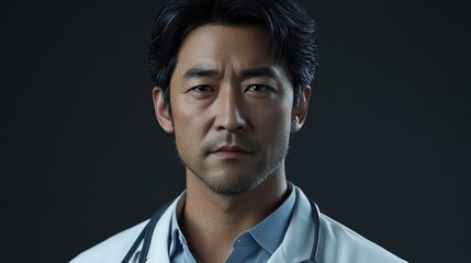 Fototapeta premium Portrait of a confident Asian male doctor.