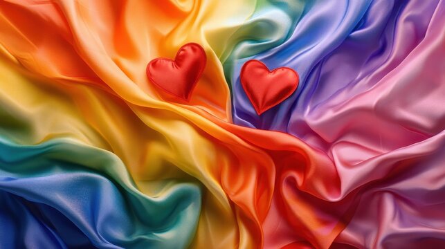 Rainbow Flag Celebration Abstract Art Hearts LGBT Pride Month 2025 Design - Powered by Adobe