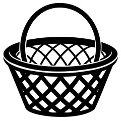 Silhouette basket icon in black isolated on no background PNG