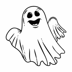Happy smiling ghost outline illustration transparency