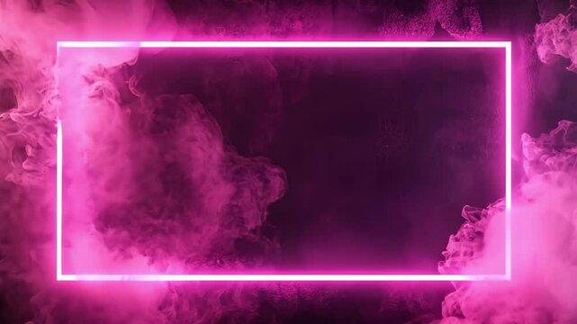 Soft pink neon frame with drifting smoke