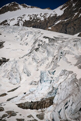 Aerial view of The Glacier Blanc in the Ecrins Mountains France Melting during Springtime - Most...