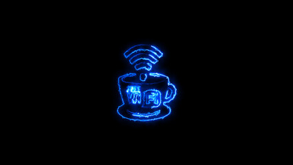Neon Wi-Fi icon background illustration. Technology wireless Wi Fi sign illustration background.