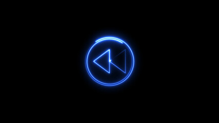 Neon Play button icon illustration, on black background. Digital Neon Music play button symbol background illustration 4k.