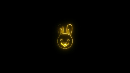 Abstract glowing neon Cat icon isolated on black background. Animal Cat icon illustration 4k.