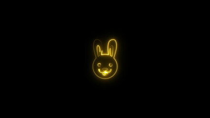 Abstract glowing neon Cat icon isolated on black background. Animal Cat icon illustration 4k.